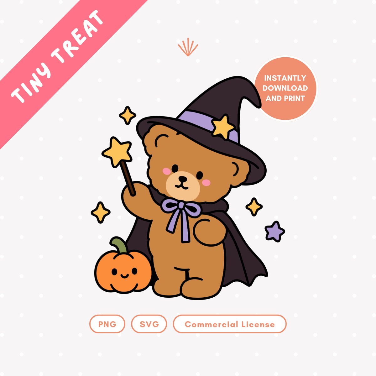 Cute Witch Teddy Bear PNG & SVG
