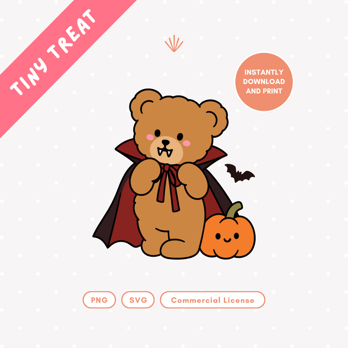 Little Vampire Teddy PNG & SVG