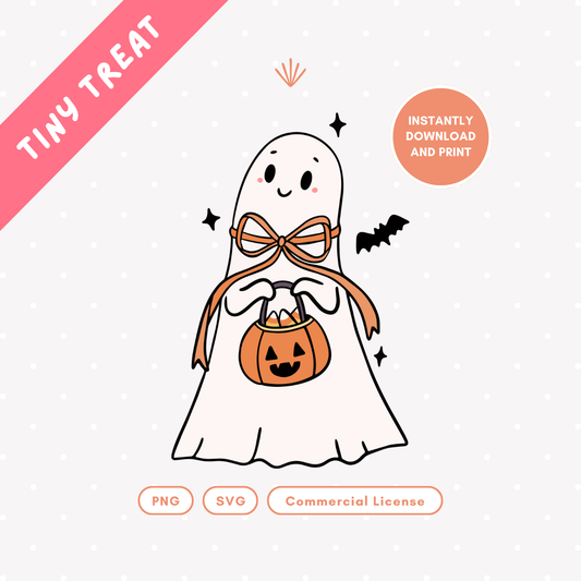 Bow & Boo Ghost PNG & SVG