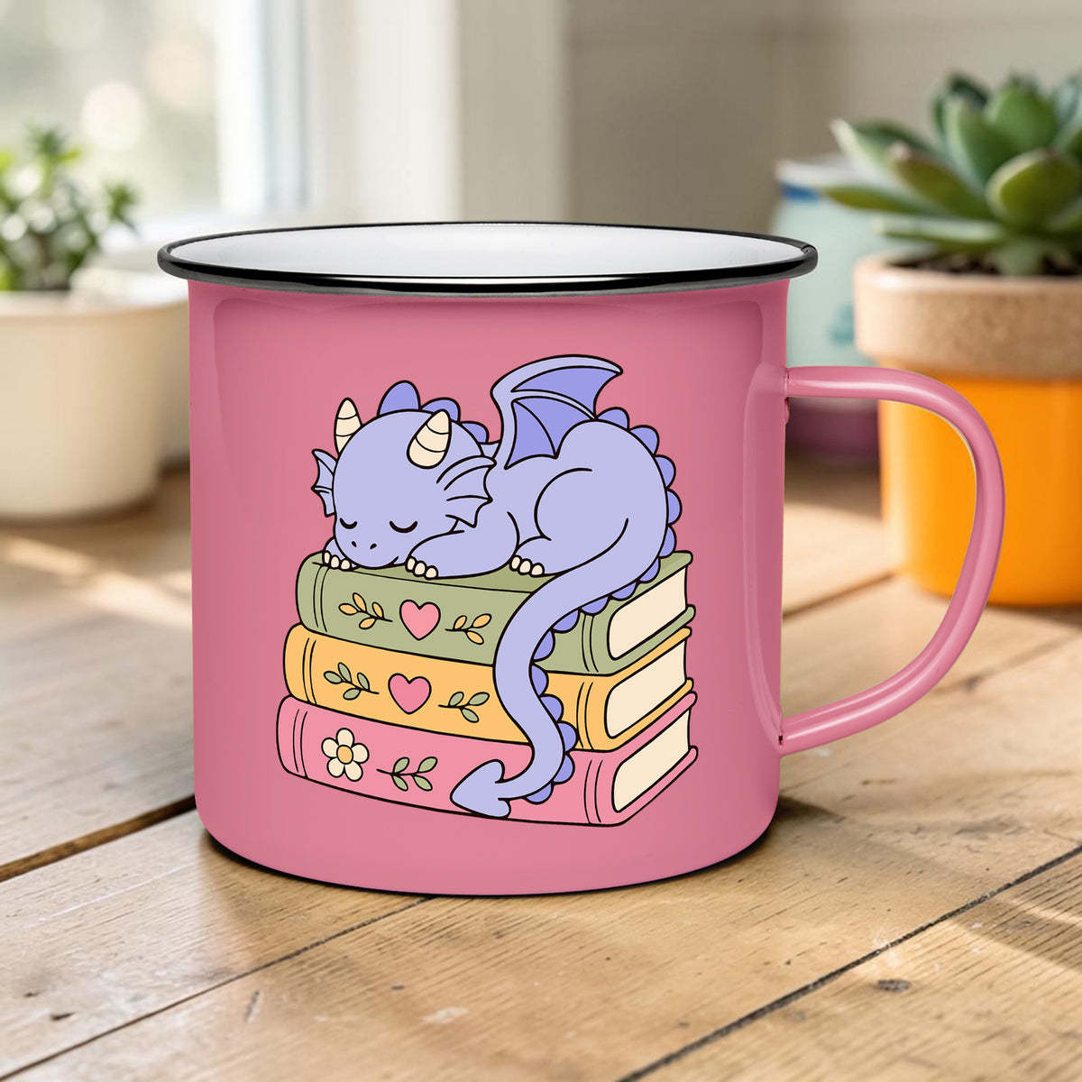 Cute Sleepy Dragon on Books PNG SVG