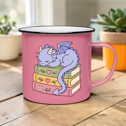 Cute Sleepy Dragon on Books PNG SVG