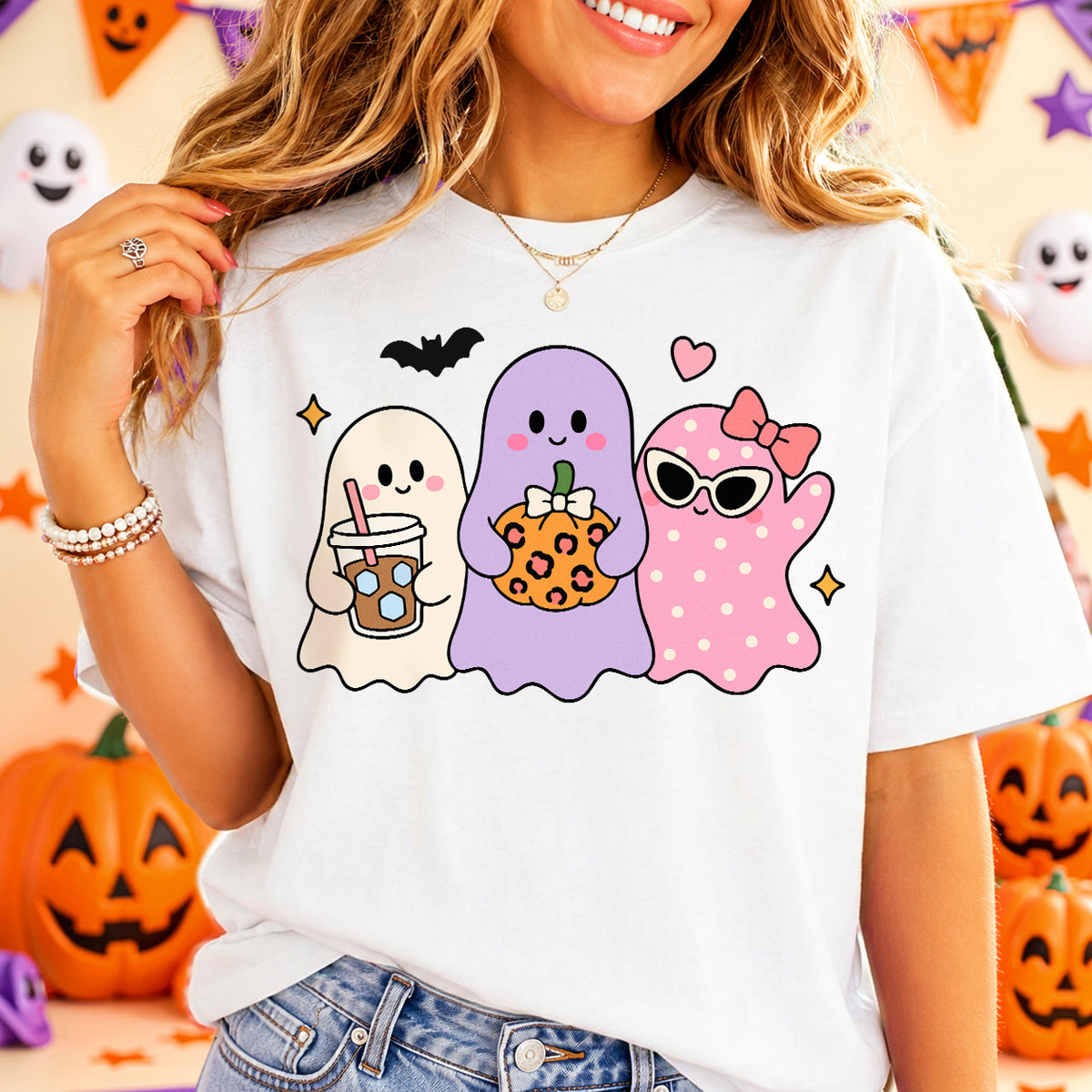 Girly Halloween Ghosts PNG SVG