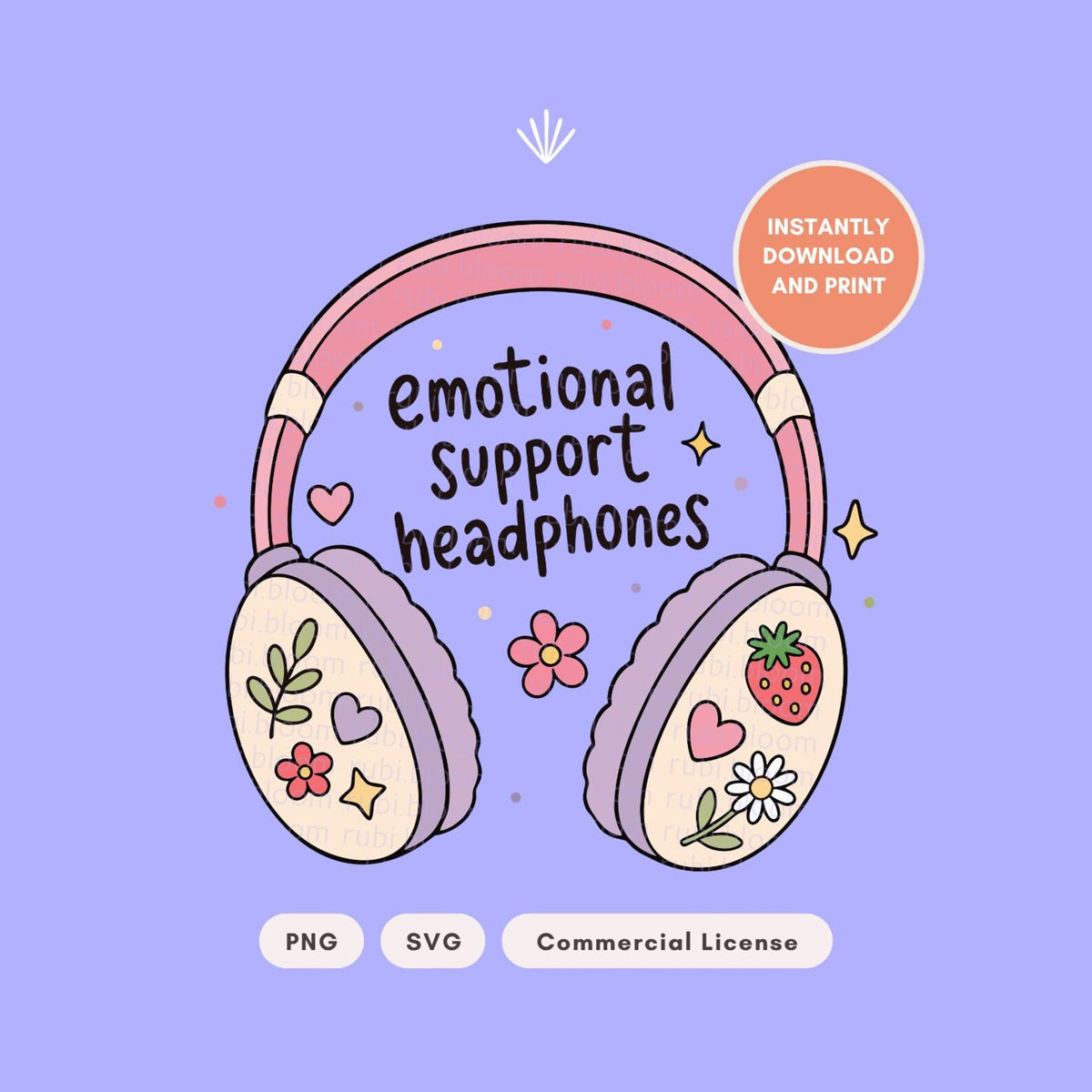 Emotional Support Headphones SVG PNG