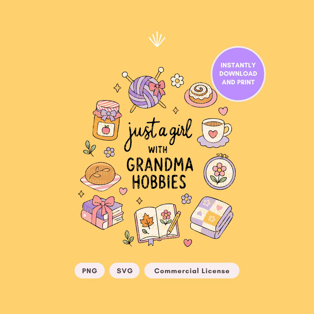 Just a Girl With Grandma Hobbies PNG SVG
