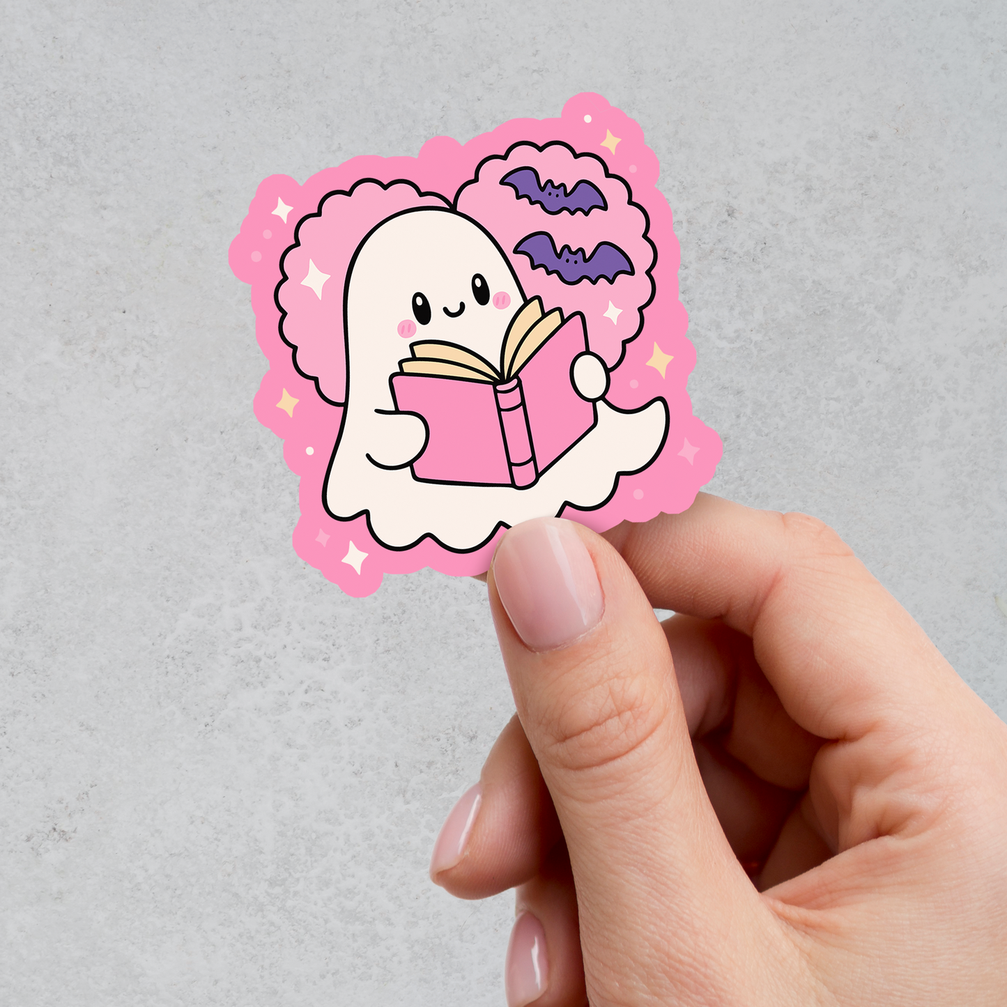 Cute Ghost Reading Book PNG SVG