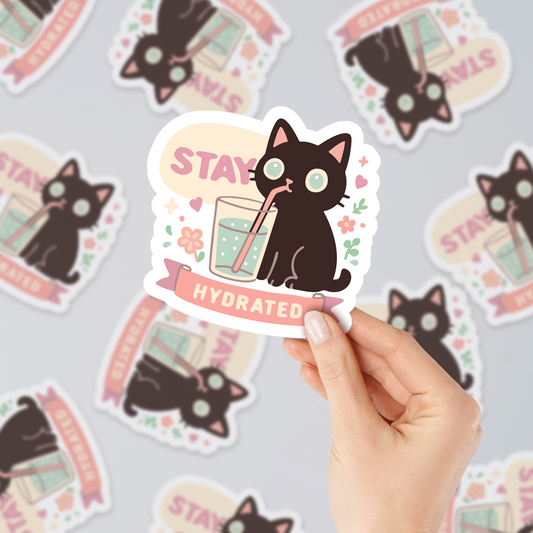 Stay Hydrated Cat Sticker