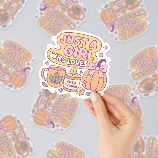 Just a Girl Who Loves Autumn Sticker - Cozy Pumpkin & Fall Vibes