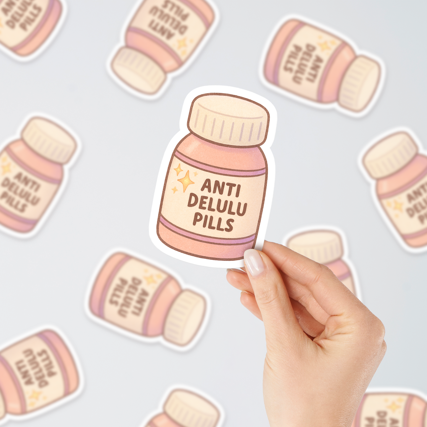 Anti Delulu Pills Cute Sticker