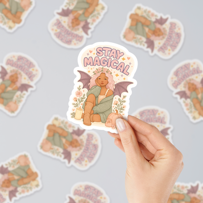 "Stay Magical" Cute Bat Halloween Girl Sticker