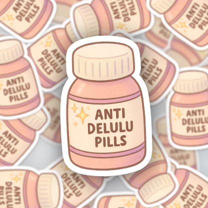 Anti Delulu Pills Cute Sticker
