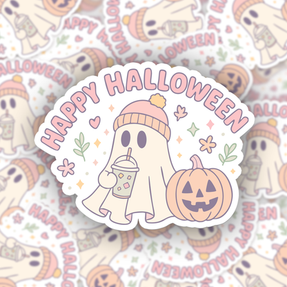 Cute "Happy Halloween" ghost sticker