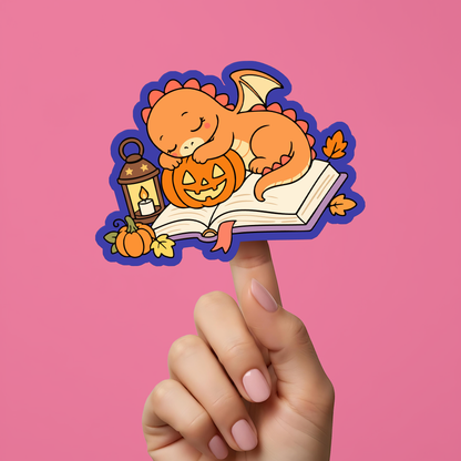 Sleeping Pumpkin Bookish Dragon PNG SVG