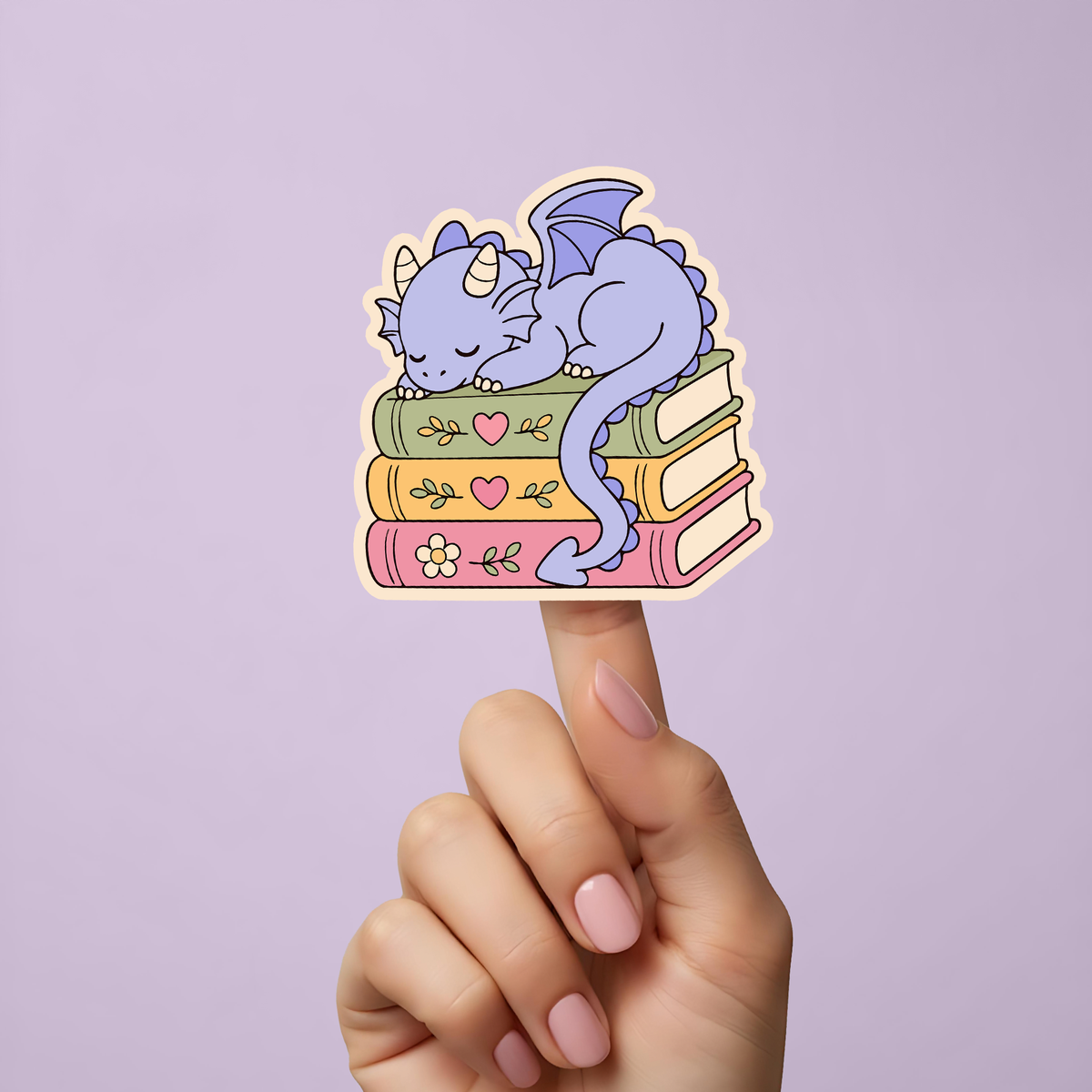 Cute Sleepy Dragon on Books PNG SVG