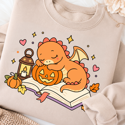 Sleeping Pumpkin Bookish Dragon PNG SVG
