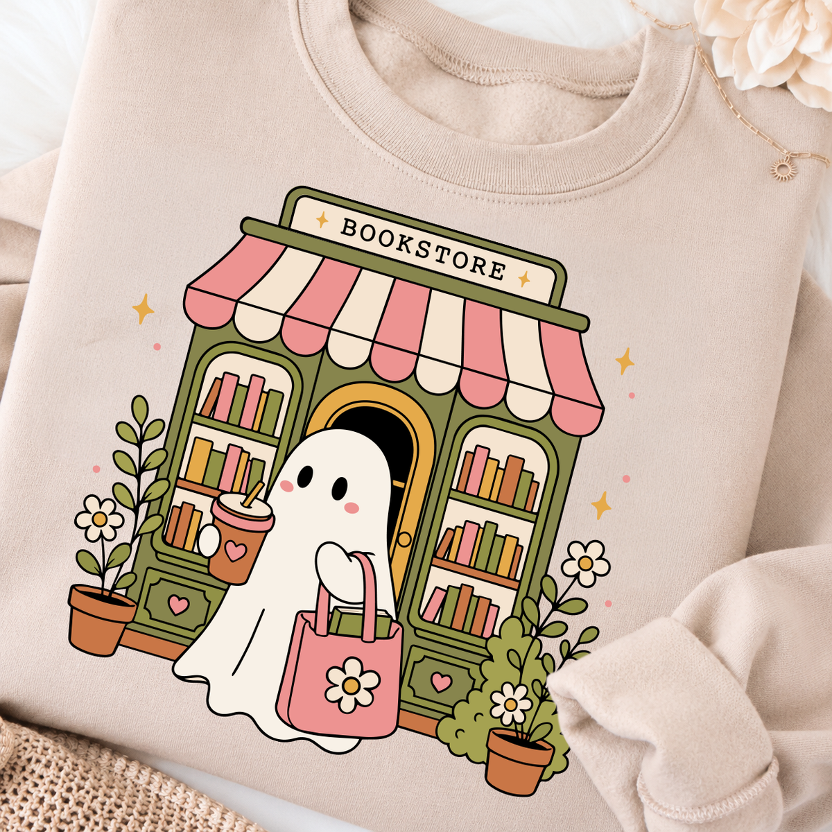 Halloween Ghost Bookstore PNG SVG