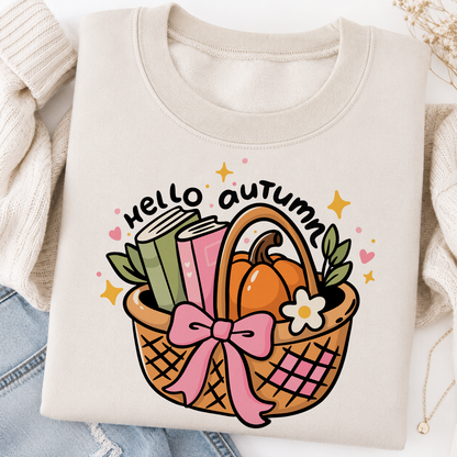 Hello Autumn Book Basket SVG PNG