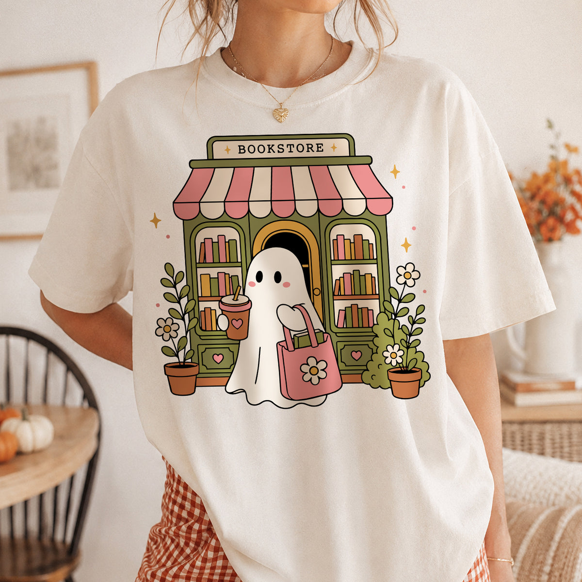 Halloween Ghost Bookstore PNG SVG