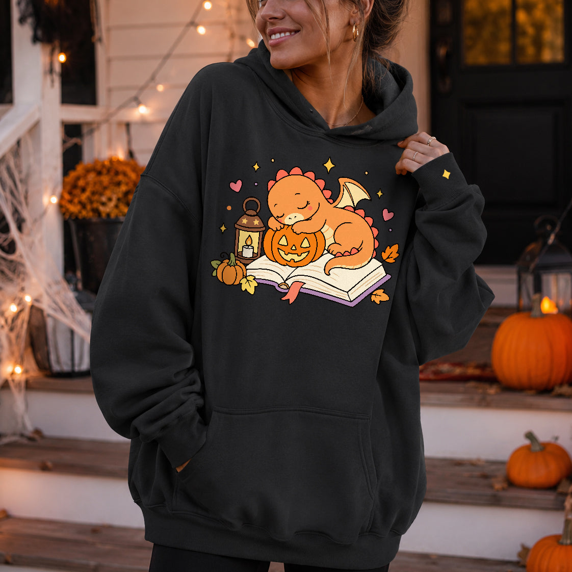 Sleeping Pumpkin Bookish Dragon PNG SVG