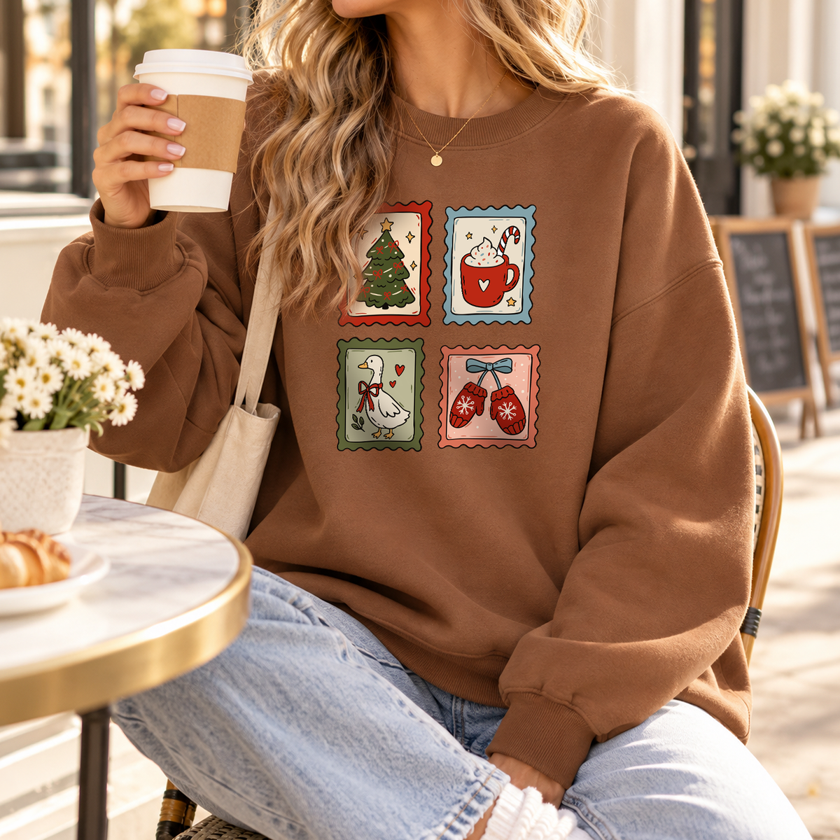 Retro Christmas Postage Stamp SVG PNG Bundle