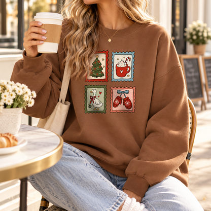 Retro Christmas Postage Stamp SVG PNG Bundle