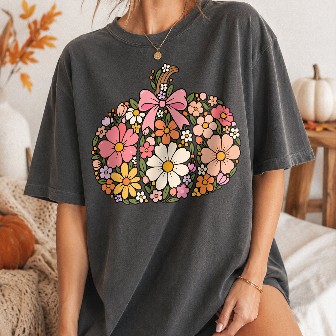 Coquette Floral Pumpkin PNG SVG