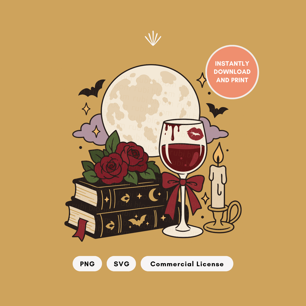 Vampire Book Lover SVG & PNG