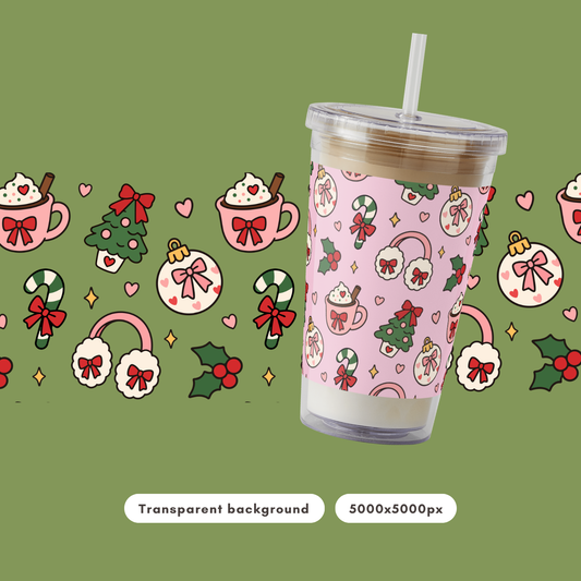 Holiday Cutie Club Christmas Seamless Pattern PNG