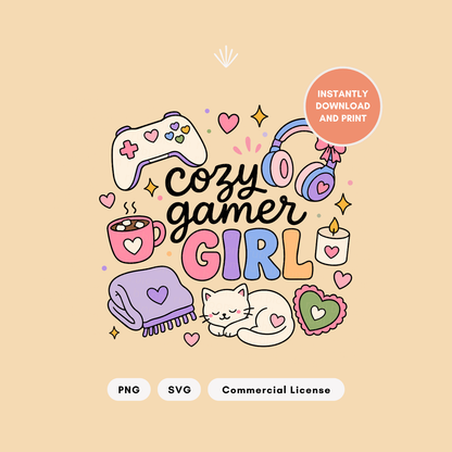 Cozy Gamer Girl SVG & PNG