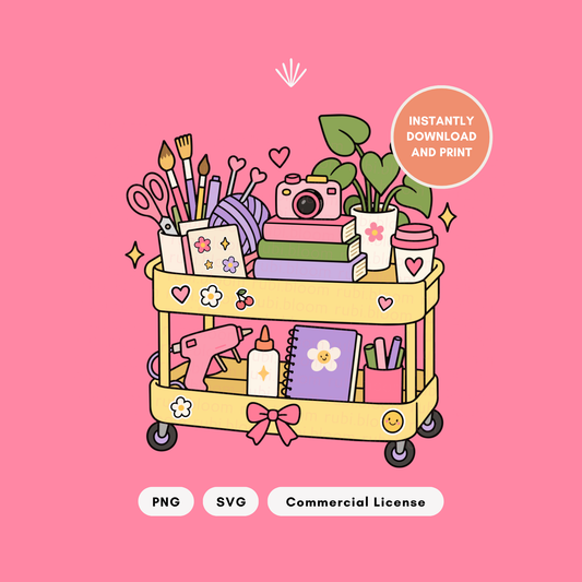 Crafty Girl Hobby Cart PNG SVG