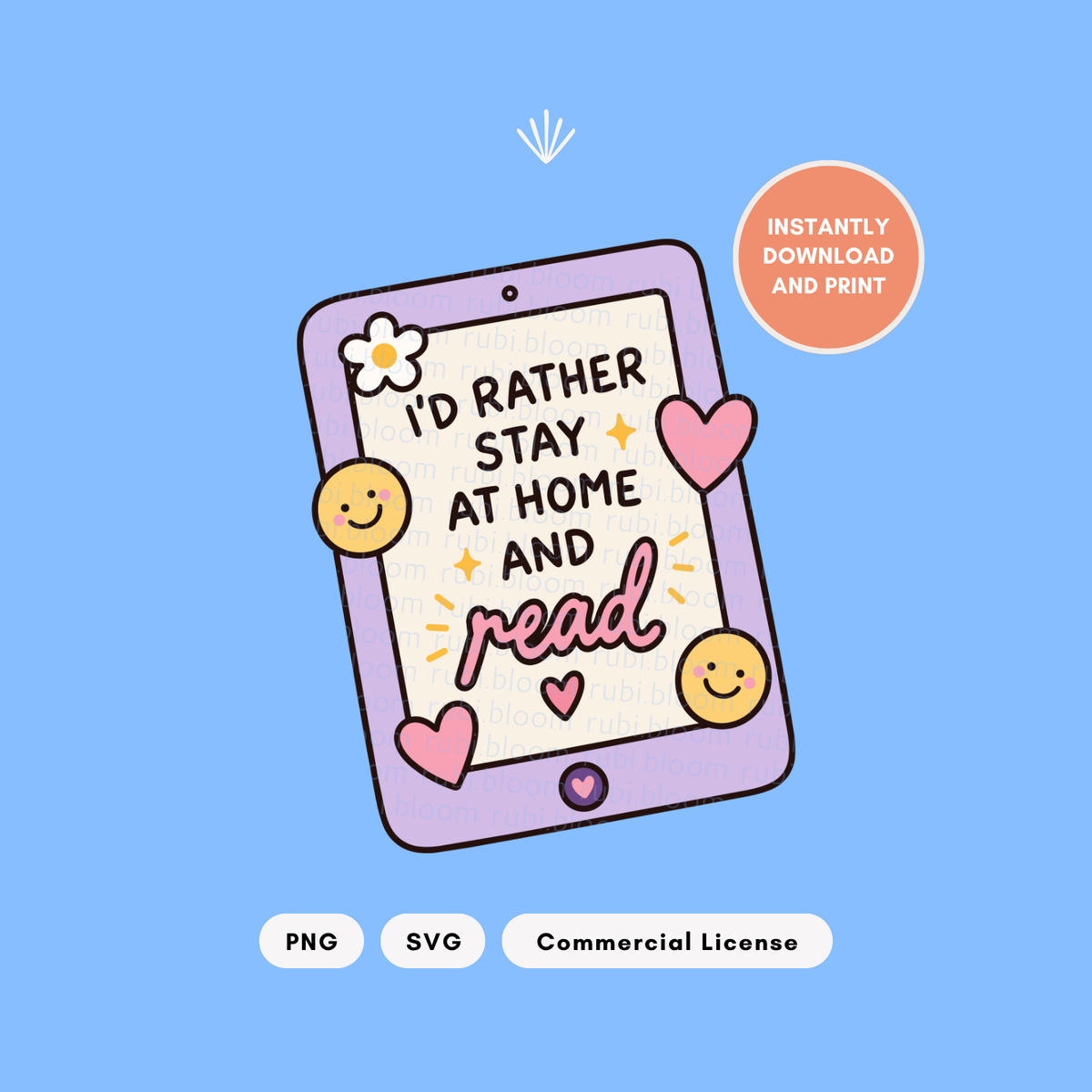 I'd Rather Stay at Home and Read PNG SVG