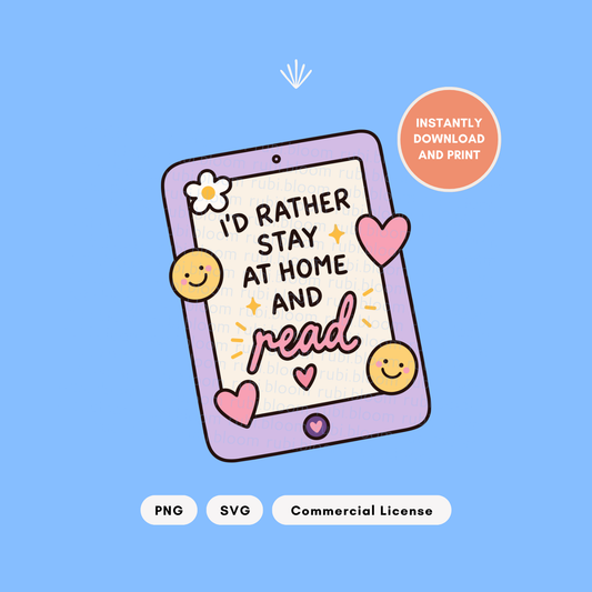 I'd Rather Stay at Home and Read PNG SVG
