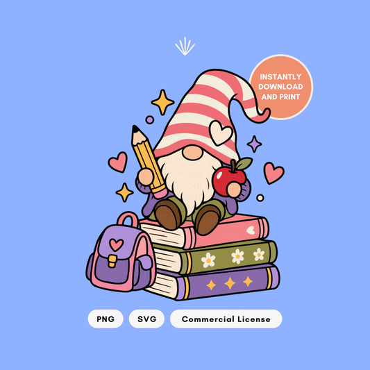 Cute Back to School Gnome PNG SVG