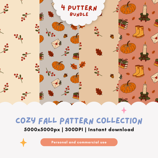 Cozy November Pattern Collection | 4 Transparent PNG Tiles