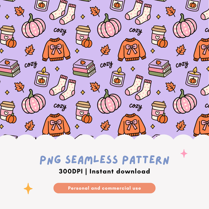 Cozy Season Seamless Pattern PNG