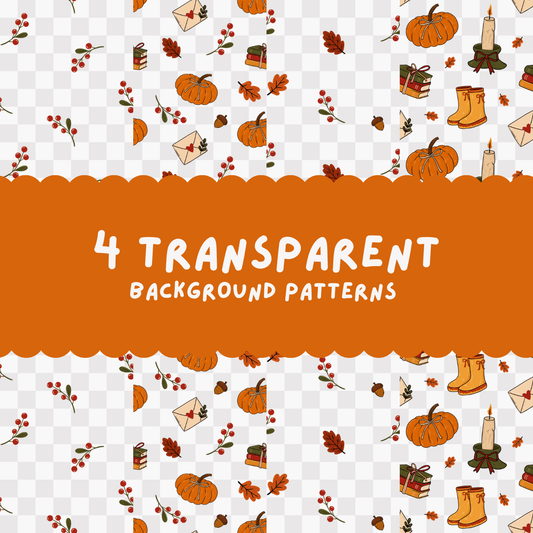 Cozy November Pattern Collection | 4 Transparent PNG Tiles