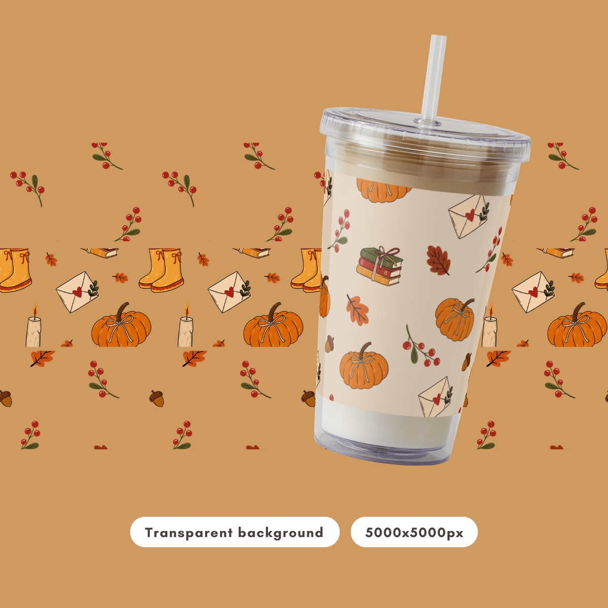 Cozy November Pattern Collection | 4 Transparent PNG Tiles