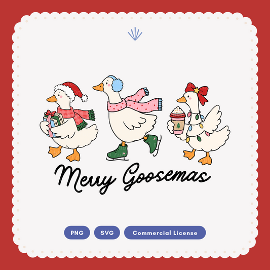 Merry Goosemas Trio SVG PNG
