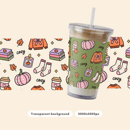 Cozy Season Seamless Pattern PNG