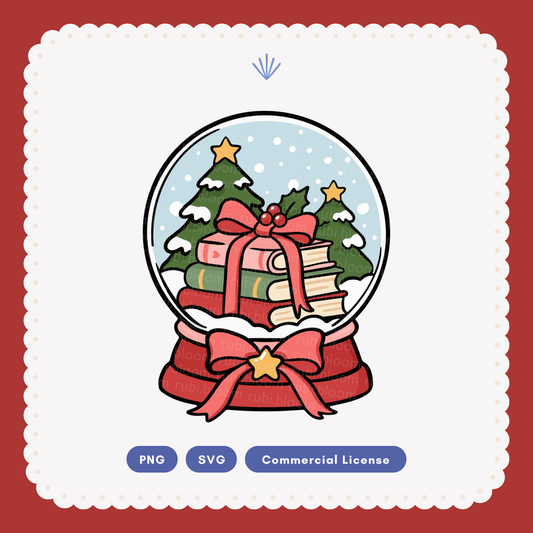 Bookish Christmas Snow Globe SVG PNG