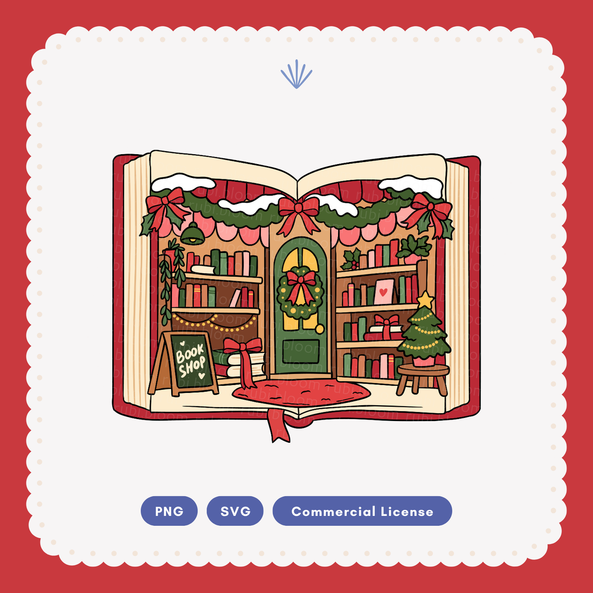 Christmas Bookshop SVG PNG