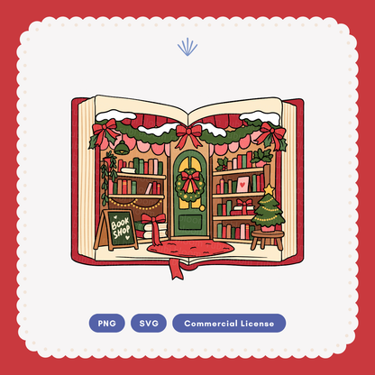 Christmas Bookshop SVG PNG