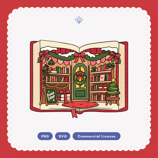 Christmas Bookshop SVG PNG
