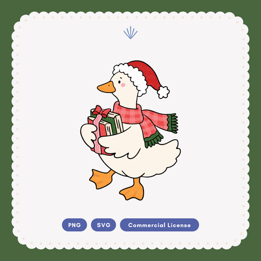 Bookish Christmas Goose SVG PNG