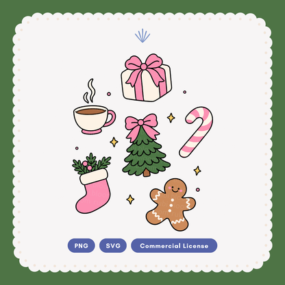 Pink Preppy Christmas Bundle SVG PNG