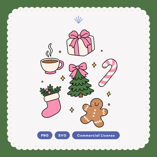 Pink Preppy Christmas Bundle SVG PNG