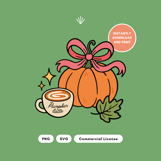 Pumpkin Latte Bow SVG PNG