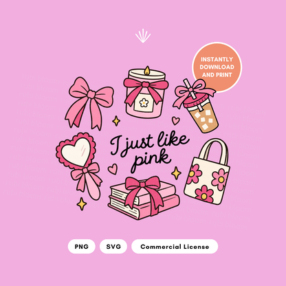 Just Like Pink Bookish Bundle SVG PNG