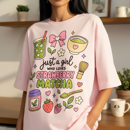 Just a Girl Who Loves Strawberry Matcha bundle PNG SVG
