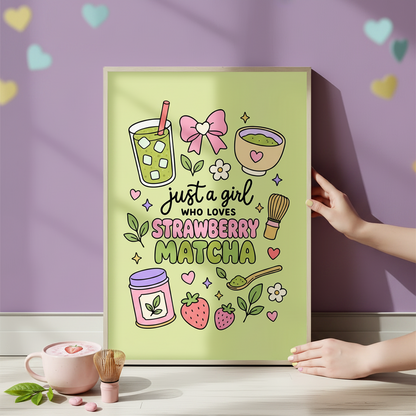 Just a Girl Who Loves Strawberry Matcha bundle PNG SVG