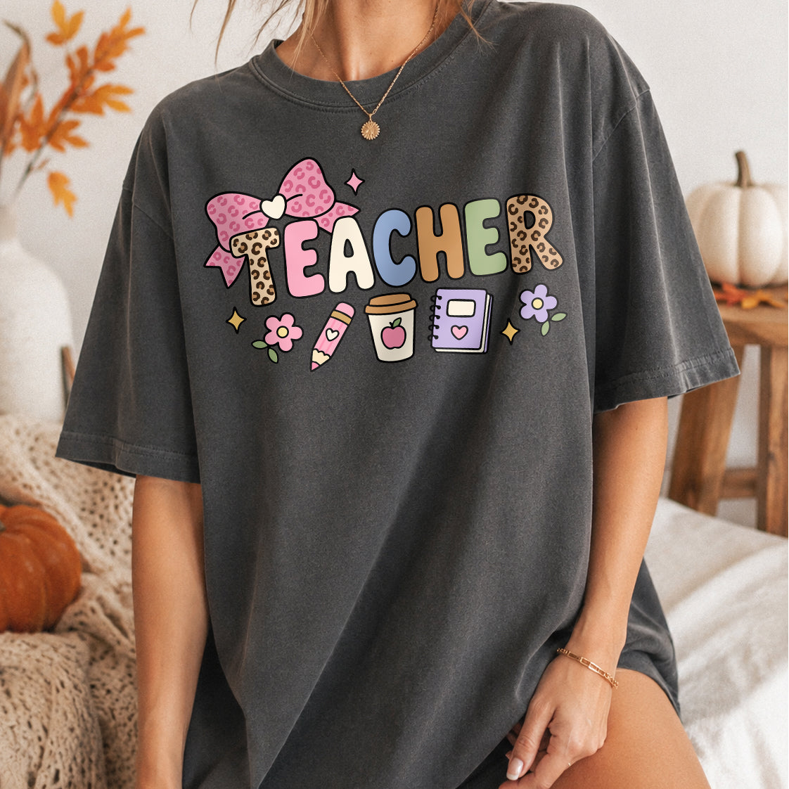 Leopard Coquette Teacher Bow Design PNG SVG